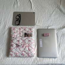 全新韩式蝴蝶和碎花笔记本电脑内胆包,柔软触感保护袋,适用于 11/13/15 英寸笔记本电脑/平板电脑,女式笔记本保护套内衬 - 彩色 - 查看 9