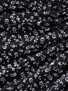 Girls' Casual Simple Ribbed Ditsy Floral Camisole Dress, Spring/Summer - Black - View 7