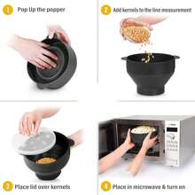 Mikrowelle Popcorn Popper, zusammenklappbare Silikon Popcorn Maker Microwavable Schüssel mit Griffen, spülmaschinenfest