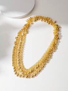 1pc Gold-Plated Kurdish Bride Shoulder Necklace, Middle Eastern Arabian Wedding Bride Jewelry Luxury Bridal Accessories - Gold - View 5