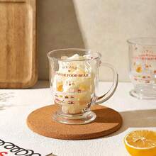 1 pieza Taza de vidrio con diseño de oso lindo, taza transparente para leche/desayuno, vajilla única - transparente - Ver 1