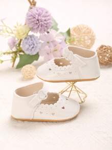 1 Pair Solid Color Soft Rubber Sole Princess Flats For Babies 0-1 Year Old, Spring/Autumn