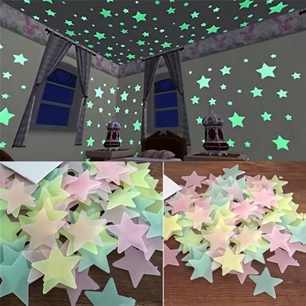 100pcs, Luminous Star Stickers, Bedroom, Living Room, Bedroom Ceiling Decoration