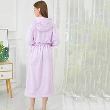 一件珊瑚绒连帽条纹浴袍家居服返校 - 灰色 - 查看 12