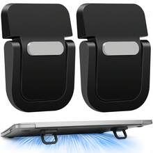 2pcs Adjustable Laptop Stand | ABS Material, Multifunctional Phone Holder, Portable No-Install Self-Adhesive Invisible Riser, Dual-Angle Adjustment Design, Portable Office Desk Keyboard Tray, Compatible With MacBook Pro/Air, Surface, Etc. | Black/Silver Color Options, Ergonomic Design For Office & Gaming - Multicolor - View 10