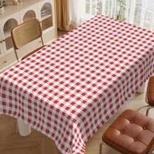 1 Stück moderner rot-weißer karierter Tischdecke, geeignet für Zuhause, Esszimmer, Küchentisch, täglichen Gebrauch in der Küche