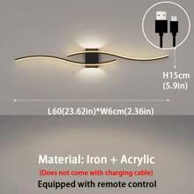 1 Piece Modern Gold LED Wall Sconce, Iron Body, Acrylic Shade, Easy DIY Assembly, Charging Cable Not Included, Suitable For Office, Bedroom, Dining Room, Hallway, Outdoor Decorative Lighting, Birthday Gift For Friends, With Remote Control, Adjustable Brightness