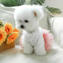 1 pezzo Vestitino per cane in stile principessa con cuore rosa e pon pon, per cani di piccola taglia come Yorkshire Terrier, Barboncino, Bichon Frise, Teddy Bear. Regalo ideale per la festa della mamma, vacanze o per animali domestici