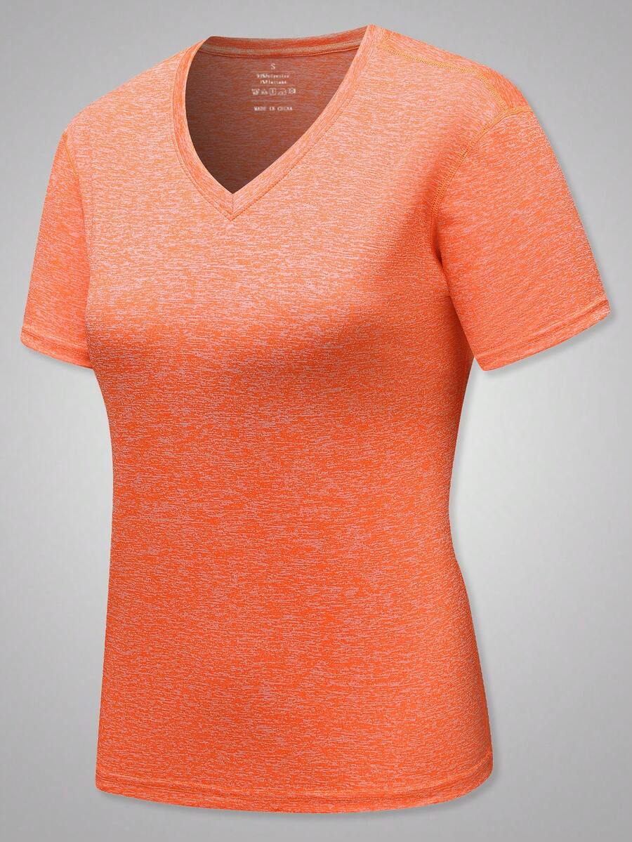 Maglietta leggera estiva da donna per uso esterno, colore unito, maglietta sportiva casual a maniche corte, crop top per uso quotidiano e domestico - Fucsia - Visualizzare 1