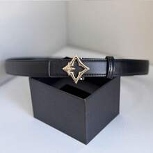 1pc Reversible Solid Color Women Waist Belt With 2 Interchangeable Gold & Silver Buckles, Suitable For Outdoor, Dating - Multicolor - View 9