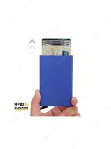 Cartera de aluminio metálico minimalista con protección RFID anti-robo para tarjetas de crédito e identificación, estuche portátil para tarjetas, billetera para hombres y mujeres