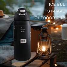 Nuevo estilo Owaia - Vaso de agua al vacío con aislamiento de acero inoxidable negro esmerilado doble con pajita, gran capacidad 32 oz/945 ml, hervidor de bebidas frías 100 % a prueba de fugas, conservación de hielo a largo plazo durante 24 horas, diseño de clip de cinturón antideslizante, adecuado para automóviles, botellas de agua para deportes al aire libre, vasos de agua de oficina, entusiastas del fitness