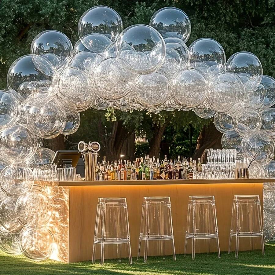 30pcs 20 Inch/18inch/5inch PVC Bobo Balloon, Romantic Transparent Bobo Balloon For Birthday Party Scene Decoration