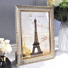 1pc Retro Style Picture Frames For Wall And Table,White Golden Silvery Dark Gray Rose Color,Suitable For 3.5x5in/4x6in/5x7in/6x8in/8x10in/A4 Photo Paper Exquisite Room Decor And Beautiful Wall Decor,Suitable For Various Indoor Scenes Such As Bedrooms, Offices, Restaurants, Corridors, Etc.,As A Gift For Mother's Day, Father's Day, Halloween, Christmas, New Year. Without Cardboard And Photo Paper