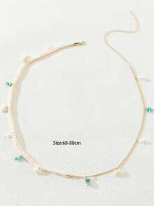 1 Piece Shell Raw Stone Faux Pearl Belly Waist Chain For Women Summer Vacation Body Jewelry - White - View 3