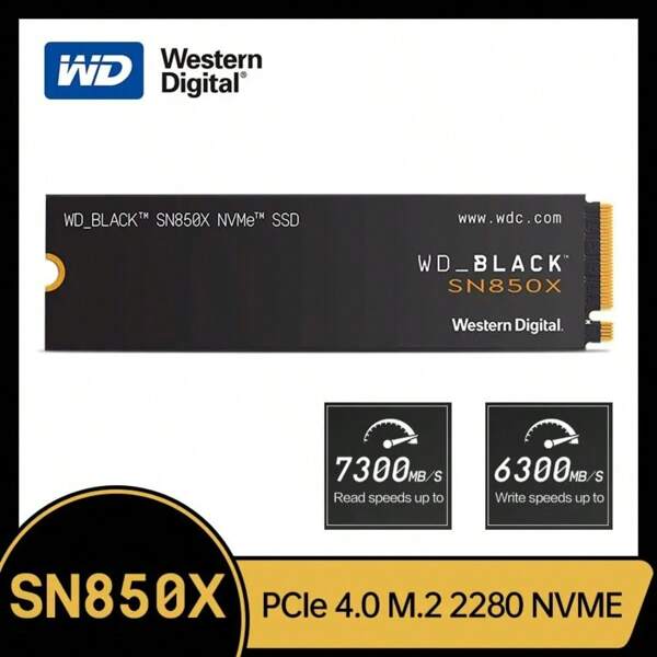 Western Digital Western Digital WD SN850X 1TB 2TB SSD NVMe PCIe4.0 Gen4*4 M.2 2280 Drive Internal Solid State Disk For Desktop Laptop Reading Speed Up To 7300MB/S