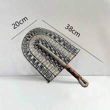 Handcrafted Seagrass Wall Fan With African Motifs - Artistic Home Decor Accent - Multicolor - View 12