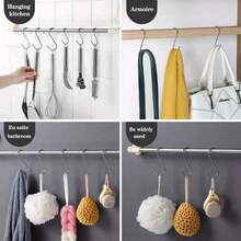 15 piezas Ganchos en S extra grandes, ganchos de acero inoxidable resistente, ganchos de cocina de metal en forma de S para uso doméstico, con múltiples usos, muy adecuados para ropa, utensilios de cocina, vajilla, plantas, toallas, herramientas de jardín - Multicolor - Ver 5