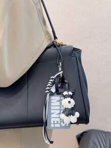 HXXOOS Uma Peça Tag de Identificação e Chaveiro de Cão em Estilo INS - Pingente de Bolsa Fofo de Schnauzer com Etiqueta "ISSO É MEU!", Acessório de Viagem para Mulheres, Presente para Ela, Pendente para Mochila, Bolsa de Ombro, Mala