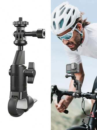 Bike Camera Mount With 1/4 Adapter, For GoPro & Action Cameras, Adjustable Handlebar Mounting Kit, Anti-Shock Clamp For Road Bikes, Mountain Bikes, Outdoor Cycling Adventures For Smartphones, Home,Travel,Work And Gifts For Family,Friends, Boyfriends, Girlfriends,Easter Day, Summer