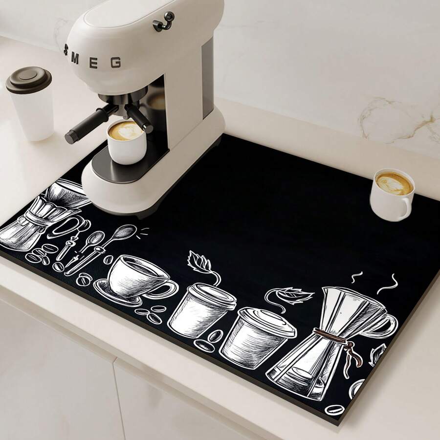 1 szt. Mata do ekspresu do kawy z żelem krzemionkowym, superchłonna, antypoślizgowa, odporna na zużycie, odpowiednia do blatów, kubków do kawy, misek, kuchni, restauracji, tarasów, wystroju wnętrz - A - Zobacz 1