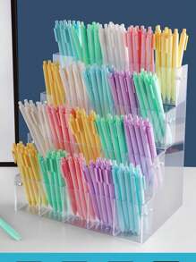 1 pièce Porte-stylo rectangulaire transparent, organisateur de bureau, support d'exposition pour articles de papeterie, rangement de bureau, retour à l'école, fournitures scolaires, étui à crayons, trousse à crayons, sac d'école