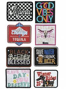 Mixed Design Iron-On Patches For Trucker Hats, Mama Patch, Western Patch, 'SAVE WATER DRINK BEER' Patch, Fun Ironing/Sewing Embroidery Patch, Suitable For Truck Hat, Backpack And Clothing DIY Decoration