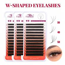 FADVAN LU(M)-Curl 3D/4D/5D W Shape Lashes 0.07 7-15mm&Mix Premade W Fan Lash Extensions Natural Soft Black/Brown W Style Lashes Faux Mink Individual Lashes , Lash Tech Supplies,Enlarge Eyeslash Clusters,Eyelash Clusters,Individual Eyelashes,Lashes,Fake Lashes - LU(M) - View 2