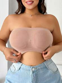 Set de 3 piezas de ropa interior de mujer con diseños de plisado, estampado, calado y rejilla, sujetador bandeau de unicolor