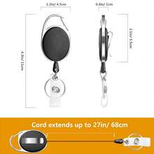 Conjunto de 4 cordões retráteis de liga de zinco com clipe para chaveiro, design oval, ideais para crachás de identificação, cartões de crédito e cartões de acesso, prevenindo perdas. Perfeitos para escola, casa e escritório. - Multicolorido - Ver 2