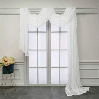 1 件白色优雅蕾丝天篷，适用于凉亭、婚礼派对、客厅、卧室装饰、法式浪漫荷叶边窗幔、带蕾丝边的可调节床裙，适用于全尺寸/大号床