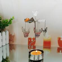 Home Decoration Festival Angel Metal Rotary Candle Holder Stainless Steel
