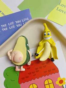 1pc Fruit Decorative Funny Magnets, Banana & Avocado Home Decor Refrigerator Magnets, Creative Cartoon Banana Avocado Magnets For Blackboard, Memo Board
