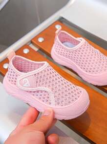 1 Pair Round Toe Kids Sports Casual Shoes With Hook And Loop, Lightweight & Fashionable, Suitable For Outdoor All Season Wear