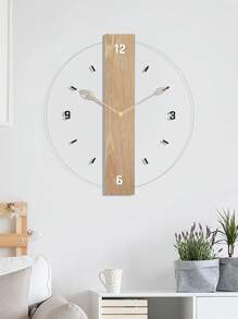 1 Pieza, Reloj de pared de acrílico transparente, reloj de pared con puntero de grano de madera moderna y hoja, diseño personalizado, mecanismo de reloj silencioso sin sonido de tic tac, adecuado para sala de estar, dormitorio, decoración del hogar, cocina, decoración de oficina. Un regalo de vacaciones para amigos. Reloj de pared