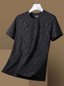 Camiseta de manga corta para hombre de secado rápido para exteriores, transpirable y elástica para gimnasio y deportes, para verano