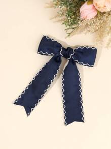 1 pieza Lazo de pelo azul marino para niñas, hebilla de cocodrilo con lazo de cinta de grosgrán de unicolor, elegante accesorio de pelo para bodas, fiestas, vacaciones, para bebés, niños pequeños y niños, accesorios para el cabello