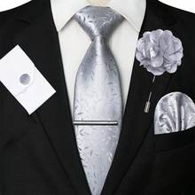 Bộ phụ kiện vest nhiều món gồm 1/2/3/4/5 chiếc cà vạt họa tiết hoa dành cho nam, cà vạt satin, kẹp cà vạt bạc, khăn cài túi, khuy măng sét và hoa cài áo, thích hợp làm quà tặng cho Ngày của Cha, kỷ niệm, sinh nhật, họa tiết cổ điển phù hợp hoàn hảo với tuxedo, tuyệt vời cho các sự kiện trang trọng, đám cưới, tiệc tùng, tụ họp thường ngày Cà vạt nam - Bạc - Xem 14