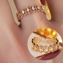 1pc Elegant Zirconia Open Ring Women Fashion Jewelry, Holiday Gift
