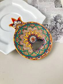 1pc Bohemian Style Pomegranate Shaped Symmetrical Floral Pattern Debossed Gold Foil Magnetic Bottle Opener, Suitable For Home Decor, Daily Use And Birthday/Holiday Gifts