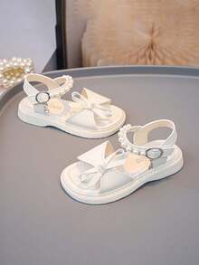 1 Pair Girls' Soft Sole Anti-Slip Fashionable Casual Wear Princess Style Hook And Loop Outdoor Summer Sandals - Beige - View 5