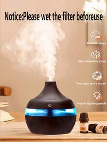 USB Touch Activated Wood Grain 300ml Humidifier Home 6-Color Ambient Light - Adding Comfort And Fashion To Your Home - Multicolor - View 5