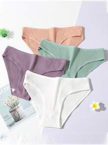 8pcs/Pack Women Low-Rise Solid Color Breathable Lifting Triangle Panties, Dual-Layer Crotch Design For Girls