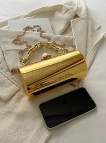 1 pieza Bolso de hombro redondo de cadena de alta calidad y moda, bolsa de cosméticos de lujo versátil