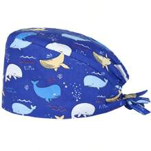 1 pièce Casquette de protection en polyester à motif dessin animé, convient pour dentaire, hôpital, infirmière pédiatrique, vétérinaire, chef, cheveux longs, unisexe, 4 saisons