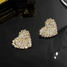 2 Peças Conjunto Elegante e Luxuoso Adesivo de Strass em Formato de Coração Para Umbigo, Cobertura de Mamilo Sexy de Strass, Joia de Decote, Adequado Para Encontros