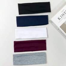 1/5 buc. bandă de păr sport antiderapantă pentru femei - bandă de păr lată, elastică, din material textil de culoare solidă, potrivită pentru alergare și sală, bandă de păr tip turban confortabilă și antiderapantă