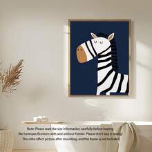 1pc Canvas Hanging Picture, Navy Blue, Nursery Wall Art Print, Digital Nursery Art, Jungle Animals Print, Nursery Artwork, Kids Room Wall Art, Animal Art Print - Kids Room Decor - Multicolor - View 8