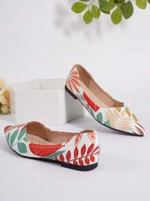 Scarpe da donna casual versatili, stile cinese casuale e moderno, punta affusolata, suola morbida e comoda, adatte per tutti i tipi di lavoro, per tutte le stagioni, con stampa a patchwork e taglie comode
