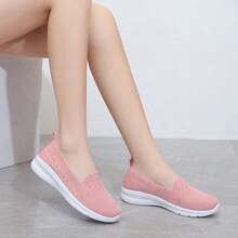 Lightweight Solid Color Fashionable, Skin-Friendly, Soft, Breathable, Simple Casual CommuterDaily Outdoor Women Walking Shoes, Spring/Summer - Pink - View 2